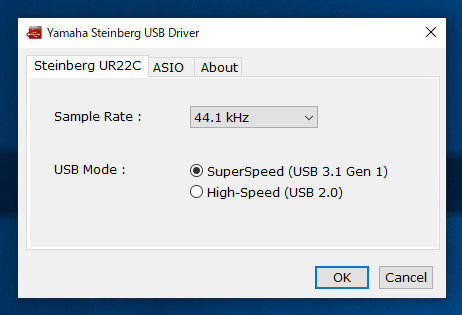 Steinberg UR-Cシリーズのサンプリングレートの設定をWindowsのラインプロパティダイアログで変更できない:画像5