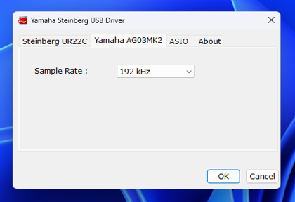 YAMAHA AGシリーズ (AG03など) のサンプリングレートの設定をWindowsのラインプロパティダイアログで変更できない:画像8