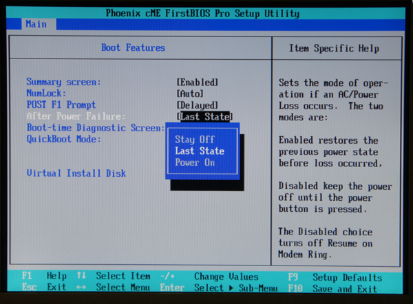 HP ML110 G5/G6 で停電復帰後に自動で電源ONする:画像1