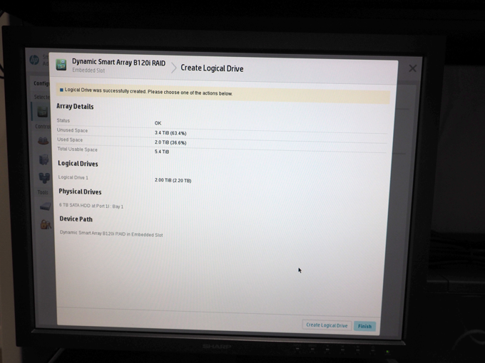 HP ProLiant ML310e Gen8 v2 でディスクアレイを作成する:画像9