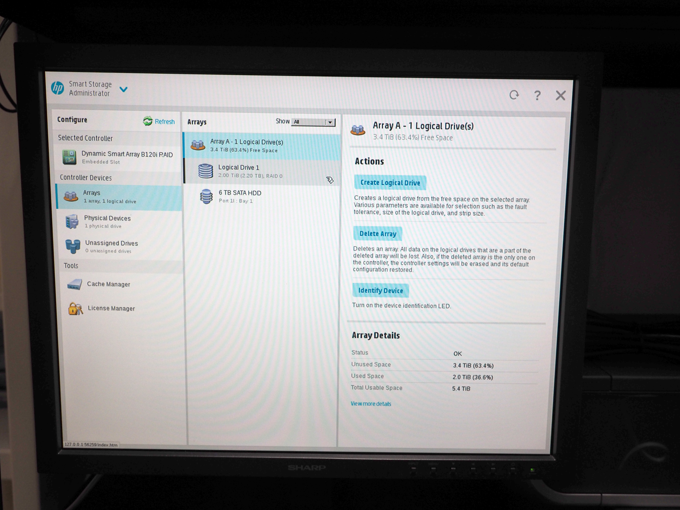 HP ProLiant ML310e Gen8 v2 でディスクアレイを作成する:画像11