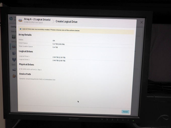 HP ProLiant ML310e Gen8 v2 でディスクアレイを作成する:画像13