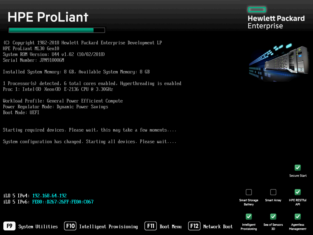 HPE ProLiant ML30 Gen10 で ブートするメディア、ドライブを選択する