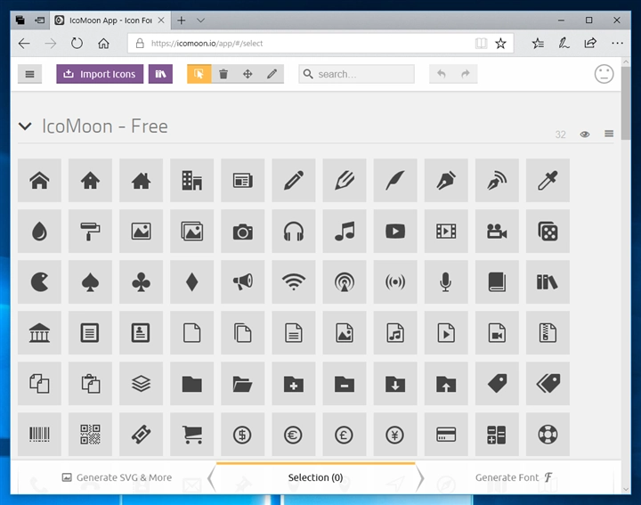 IcoMoon によるアイコンフォントの作成:画像2