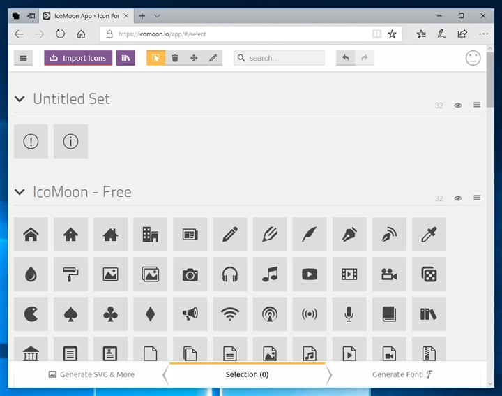 IcoMoon によるアイコンフォントの作成:画像5