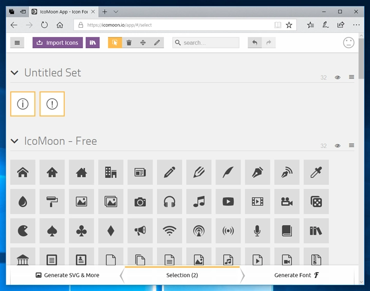 IcoMoon によるアイコンフォントの作成:画像6