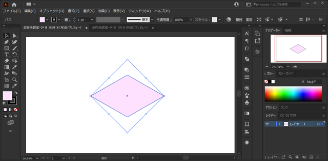 シアーツールを利用した変形操作で等角図 (等図角投影 アイソメトリック プロジェクション) の面を描画する:画像24