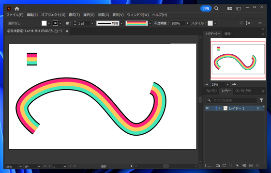 Illustratorのアピアランスで変形した線のグラフィックスタイルを曲線に適用すると意図した表示にならない:画像5