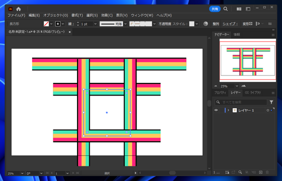 Illustratorで大きなパターンのパターンブラシを小さな図形に適用するとパターンの図形がはみ出してしまう:画像2