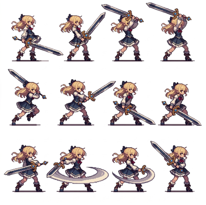 画像生成でキャラクターの2Dスプライトのモーション画像を作成する:画像5