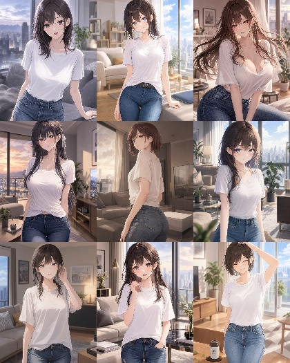 MOSS Imageのスコアタグ (score_9, score_8, score_7 ...) 、クオリティタグ(masterpiece, best quality, ...)の画像生成傾向を調査する:画像1