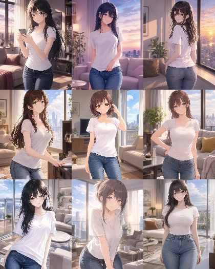MOSS Imageのスコアタグ (score_9, score_8, score_7 ...) 、クオリティタグ(masterpiece, best quality, ...)の画像生成傾向を調査する:画像50