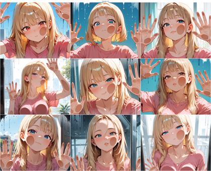 AnimaIka v4.6 - 顔がカメラレンズやカメラの手前にあるガラスに押し付けられているシーンを表現するプロンプト、画像生成結果:画像4