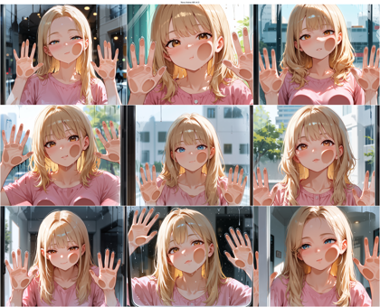 Nova Anime AM v4.0 - 顔がカメラレンズやカメラの手前にあるガラスに押し付けられているシーンを表現するプロンプト、画像生成結果:画像5