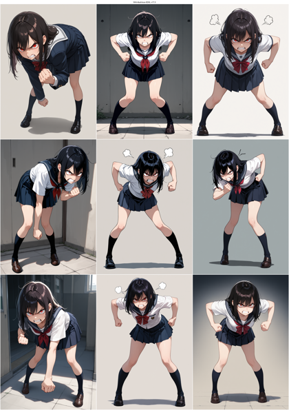 WAI-illustrious-SDXL v17.0 - ぷんすかポーズを表現するプロンプト、画像生成結果:画像8