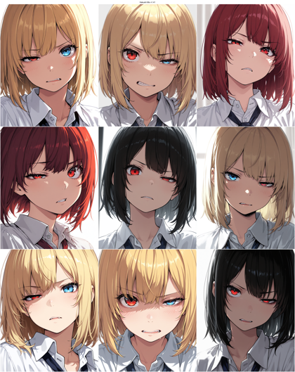 Hakushi Mix v1.41 - 左右の目の表情が異なる顔を表現するプロンプト、画像生成結果:画像7