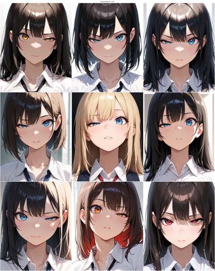 Nova Anime XL v19.0 - 左右の目の表情が異なる顔を表現するプロンプト、画像生成結果:画像2