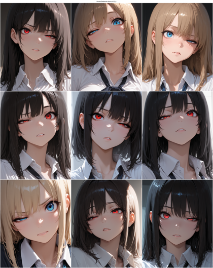 PerfectDeliberate-Anime v5.0_A - 左右の目の表情が異なる顔を表現するプロンプト、画像生成結果:画像8
