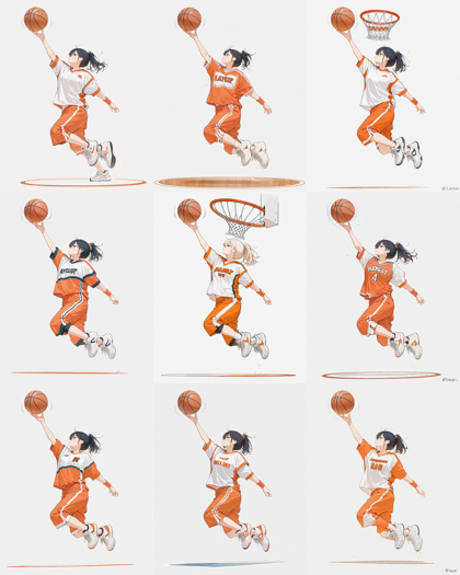 RIN Anim8Draw Illustrious v3.1 - バスケットボールのレイアップシュートを表現するプロンプト、画像生成結果:画像20