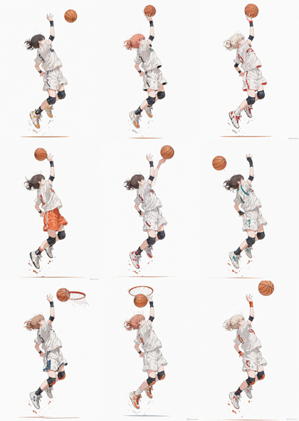 RIN Anim8Draw Illustrious v3.1 - バスケットボールのシュートブロック(シュートチェック)を表現するプロンプト、画像生成結果:画像20