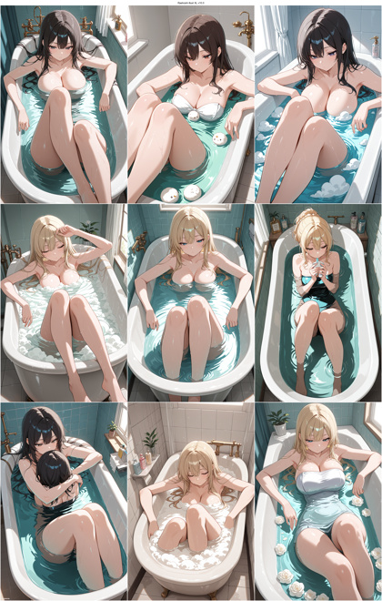 Raehoshi illust XL v10.0 - お風呂に入っているキャラクターを表現するプロンプト、画像生成結果:画像4
