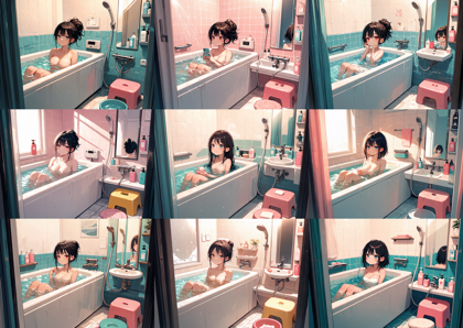 RAMTHRUST'S-NSFW-PINK-ALCHEMY-ANIMA v2.9 - お風呂に入っているキャラクター、入浴シーンを表現するプロンプト、画像生成結果:画像7