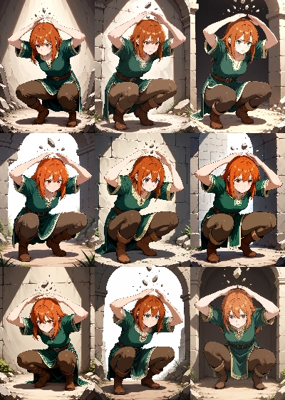 Krea2-Anime v2.0 - 身を屈めるポーズのプロンプト、画像生成結果:画像12