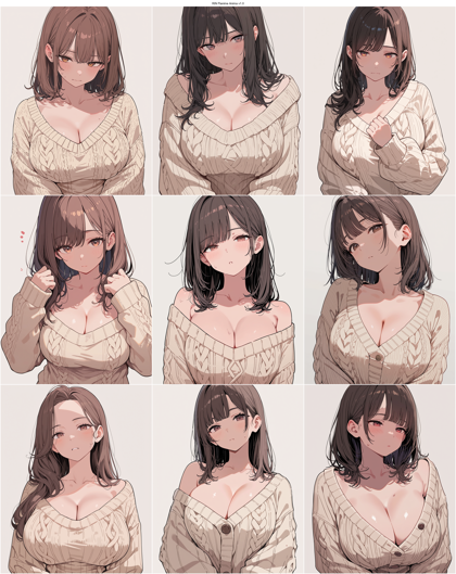 RIN Flanime Anima v1.0 - セーターの縄編み、縄模様を表現するプロンプト、画像生成結果:画像10