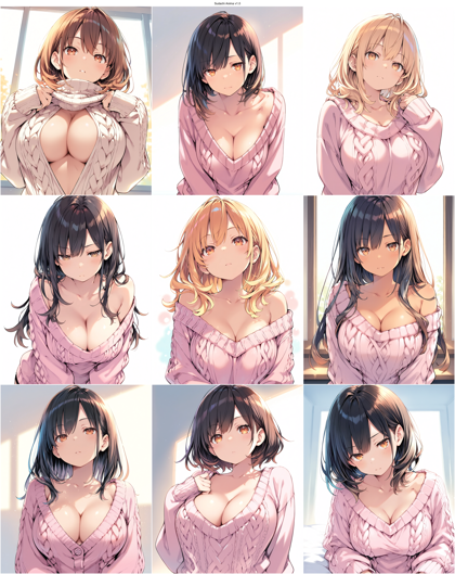 Sudachi Anima v1.0 - セーターの縄編み、縄模様を表現するプロンプト、画像生成結果:画像11