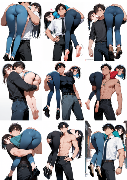 AnimaIka v4.4 - 人、キャラクターを肩に担ぐポーズのプロンプト、画像生成結果:画像2