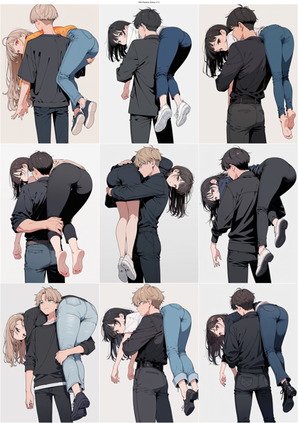 RIN Flanime Anima v1.0 - 人、キャラクターを肩に担ぐポーズのプロンプト、画像生成結果:画像8