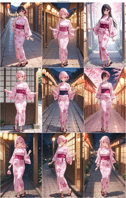 Prefect illustrious XL v8.0 - 浴衣を着ているキャラクターを表現するプロンプト、画像生成結果:画像3