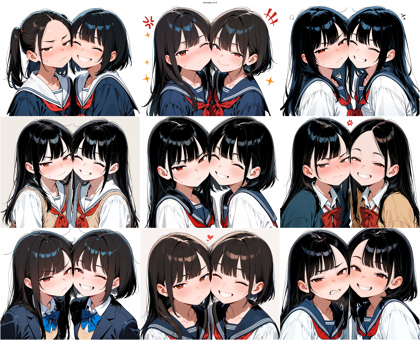 AnimaIka v4.6 - 頬が触れ合うほど顔を近づけたシーンを表現するプロンプト、画像生成結果:画像3