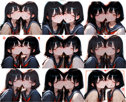 Hassaku Anima v1.3 - 頬が触れ合うほど顔を近づけたシーンを表現するプロンプト、画像生成結果:画像2