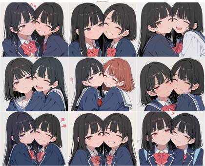 RIN Flanime Anima v1.4 - 頬が触れ合うほど顔を近づけたシーンを表現するプロンプト、画像生成結果:画像6