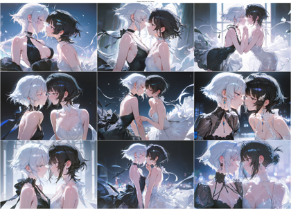 chosen Irises-mix v2.0 anima - 向かい合って顔を近づけているシーンを表現するプロンプト、画像生成結果:画像8