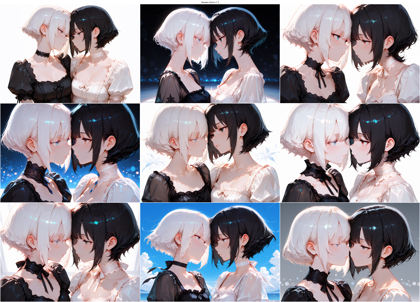 Hassaku Anima v1.3 - 向かい合って顔を近づけているシーンを表現するプロンプト、画像生成結果:画像3