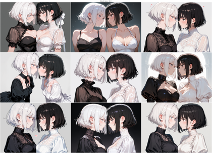 Milkiss By Hexora - Milk 0.1 - 向かい合って顔を近づけているシーンを表現するプロンプト、画像生成結果:画像7