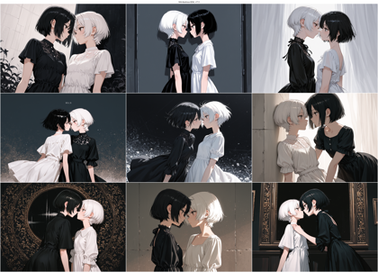 WAI-illustrious-SDXL v17.0 - 向かい合って顔を近づけているシーンを表現するプロンプト、画像生成結果:画像9