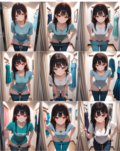 Hassaku Anima v1.1 - 試着室のシーンを表現するプロンプト、画像生成結果:画像6