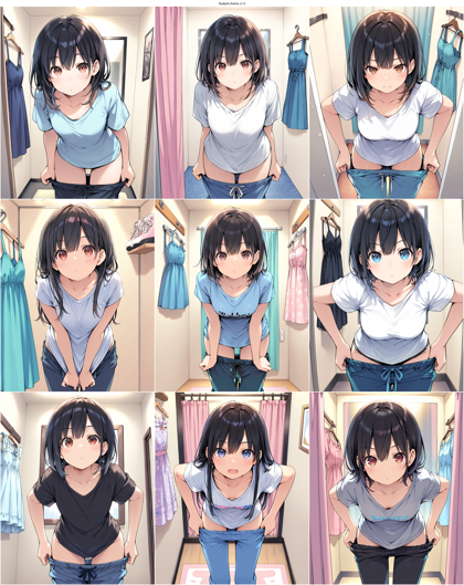 Sudachi Anima v1.0 - 試着室のシーンを表現するプロンプト、画像生成結果:画像12