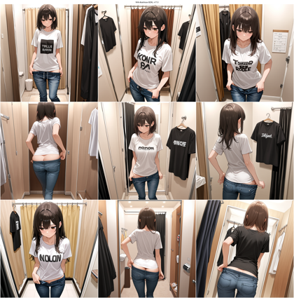 WAI-illustrious-SDXL v17.0 - 試着室のシーンを表現するプロンプト、画像生成結果:画像1