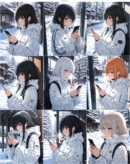 Hakushi Mix v1.41 - スマートフォンの画面を見るポーズを生成するプロンプト・生成結果:画像8