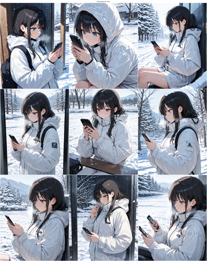 Nova Anime XL v18.0 - スマートフォンの画面を見るポーズを生成するプロンプト・生成結果:画像2