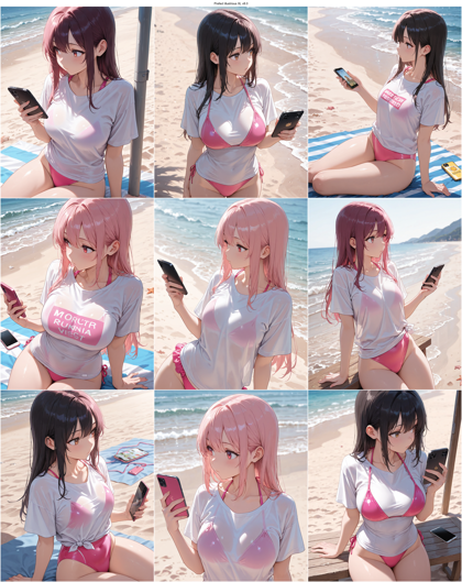 Prefect illustrious XL v8.0 - スマートフォンの画面を見るポーズを生成するプロンプト・生成結果:画像11