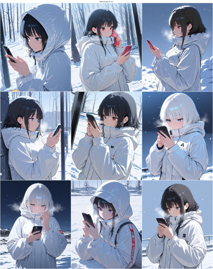 Raehoshi illust XL v9.1 - スマートフォンの画面を見るポーズを生成するプロンプト・生成結果:画像4