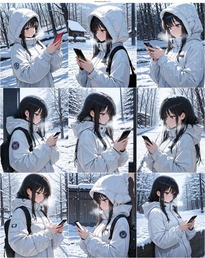 WAI-illustrious-SDXL v17.0 - スマートフォンの画面を見るポーズを生成するプロンプト・生成結果:画像1
