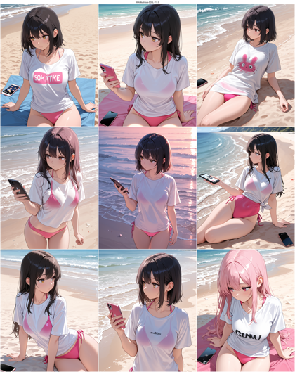 WAI-illustrious-SDXL v17.0 - スマートフォンの画面を見るポーズを生成するプロンプト・生成結果:画像9