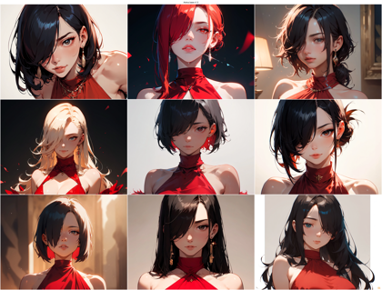 Anima base-v1.0 - 片方の目が髪で隠れている状態、キャラクターを表現するプロンプト、画像生成結果:画像5