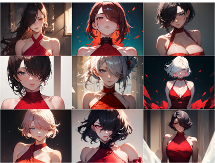 AnimaYume v1.0 - 片方の目が髪で隠れている状態、キャラクターを表現するプロンプト、画像生成結果:画像9